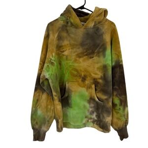 Moussy Tie Dye Sweatshirt Mens Free OS Green Hoodie Yellow Pullover Outdoors